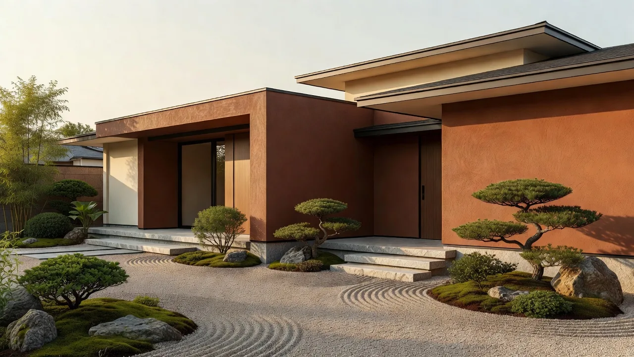 温かな光に照らされた粘土建築のファサード